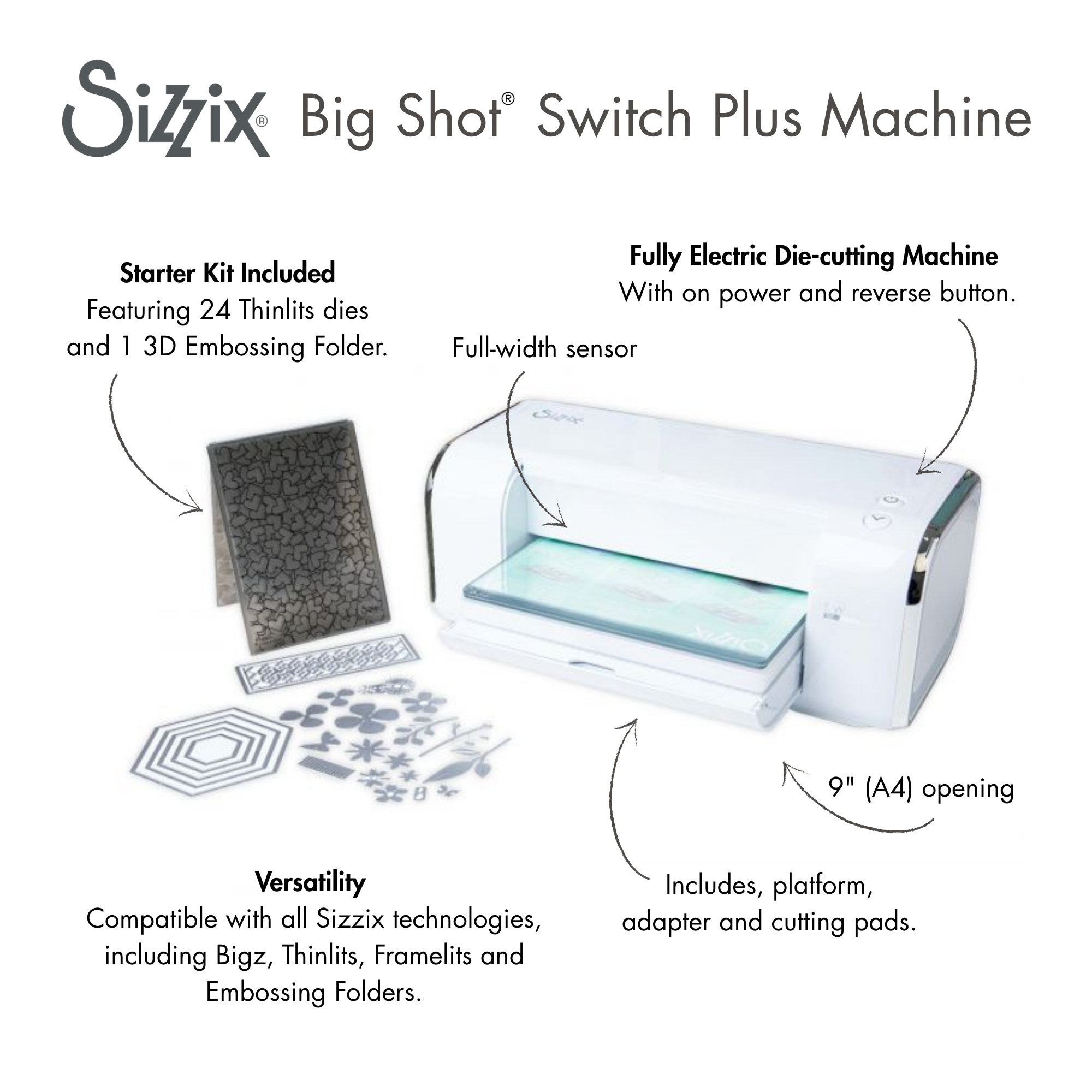 White Big Shot Switch Plus Machine + Starter Kit