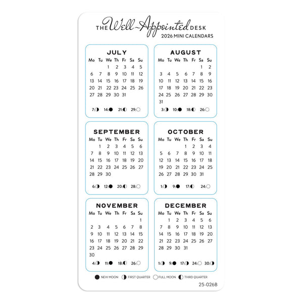 2026 Mini Monthly Calendar Sticker Sheet 2pk