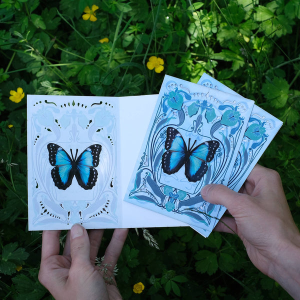 Teal Morpho Butterfly 'Pop-Out' Greeting Card