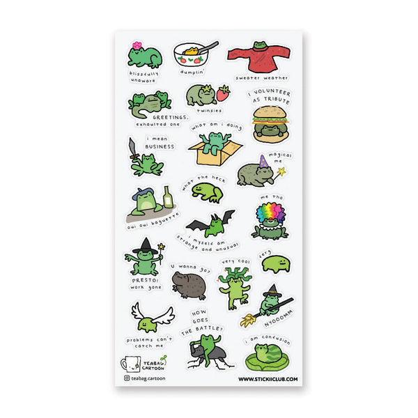 What are Frogs? Vol. 1 Sticker Sheet | @teabag.cartoon