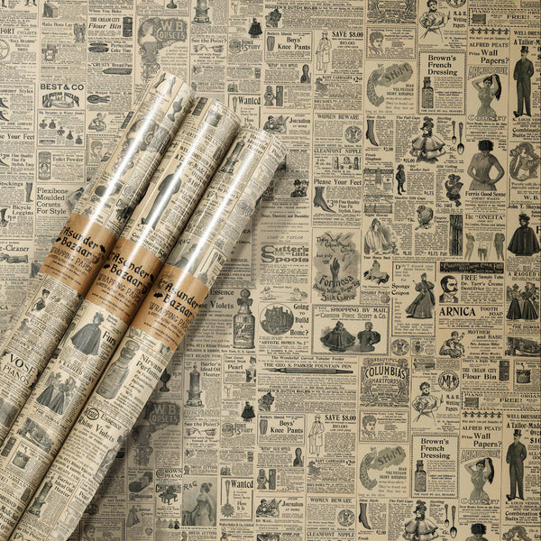Victorian Advertisements Wrapping Paper Set 3 Sheet Roll