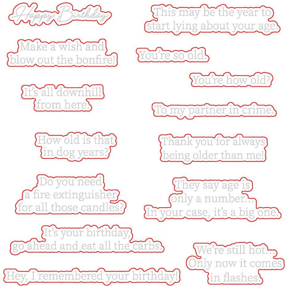 Snarky Birthday Sentiments {Inside} Coordinating Die Set