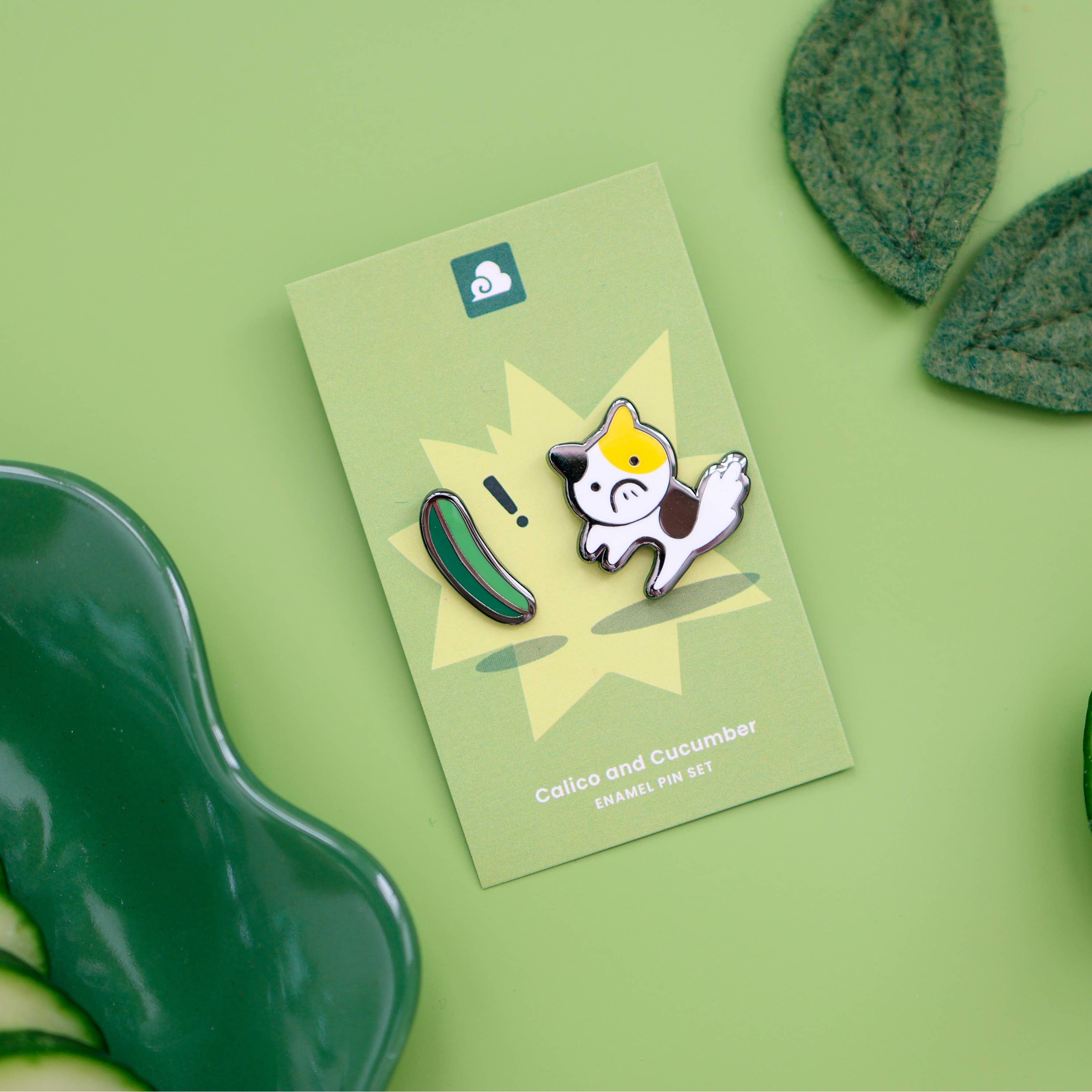Calico and Cucumber Enamel Pin Set