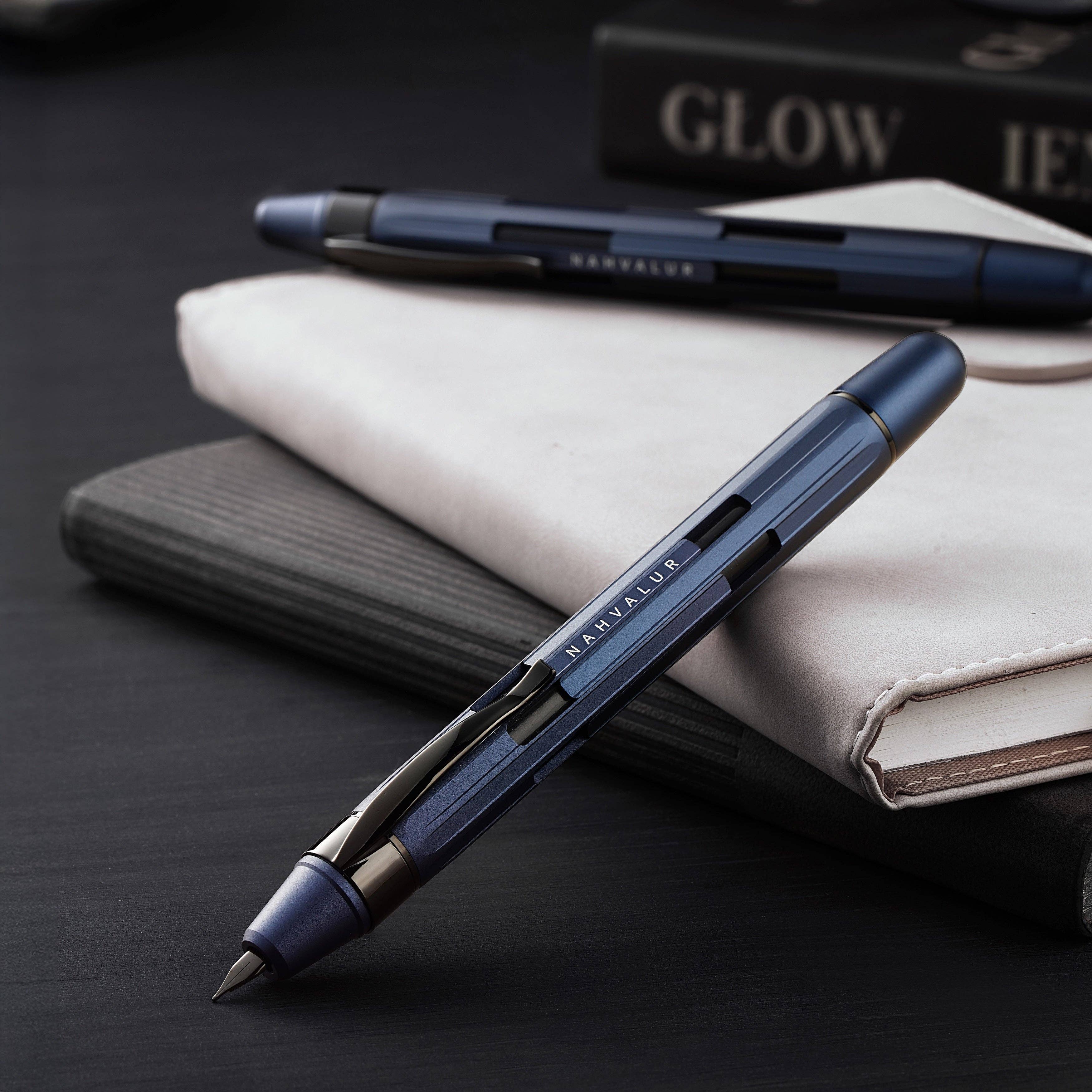 Cobalt + Black Eclipse Retractable Fountain Pen