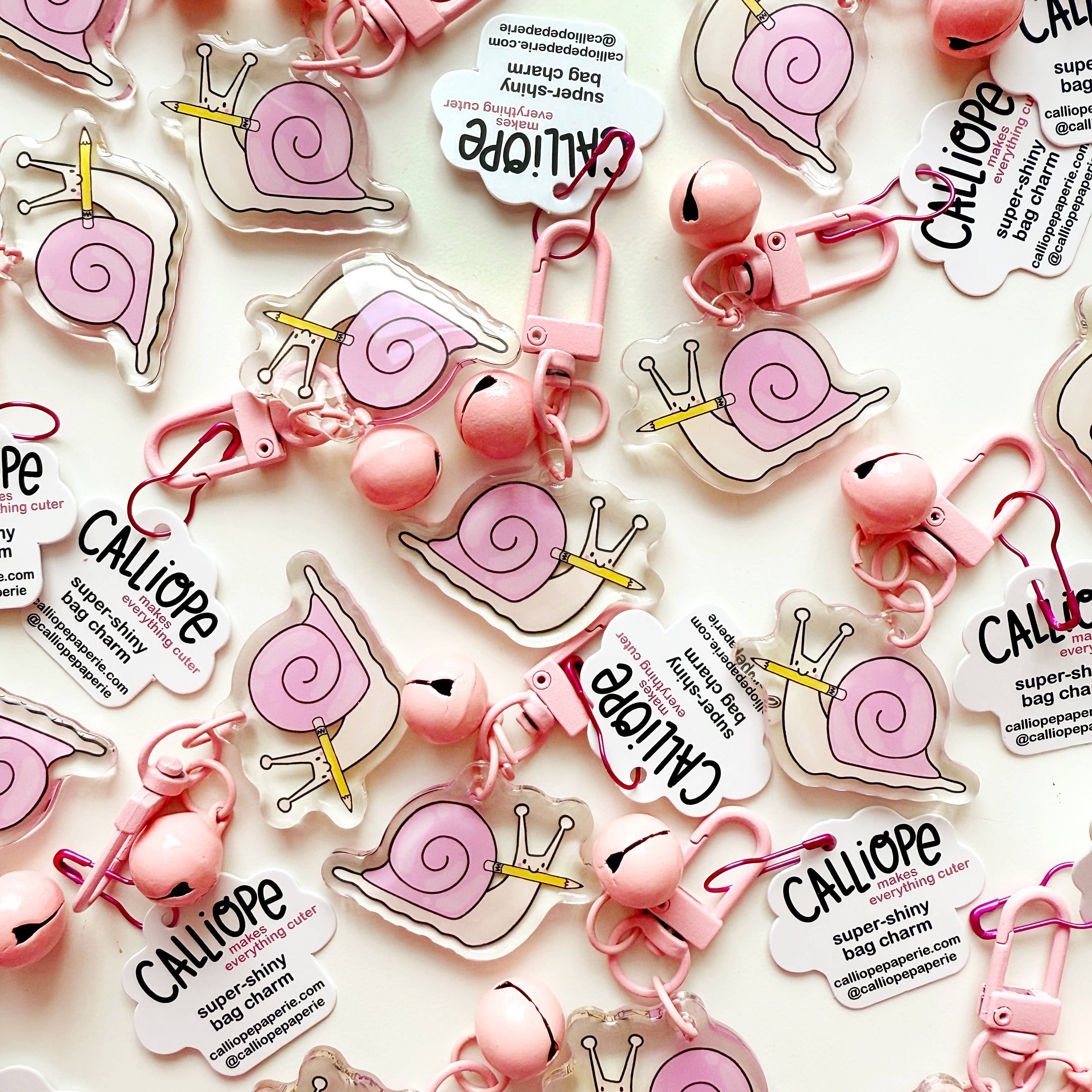 Snail & Pencil Mini Bag Charm