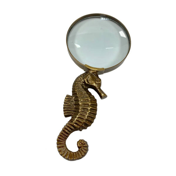 Seahorse Magnifying Glass in Antiqued Brass