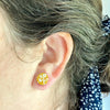 Vintage Book Cover Earrings Deep Yellow Post
