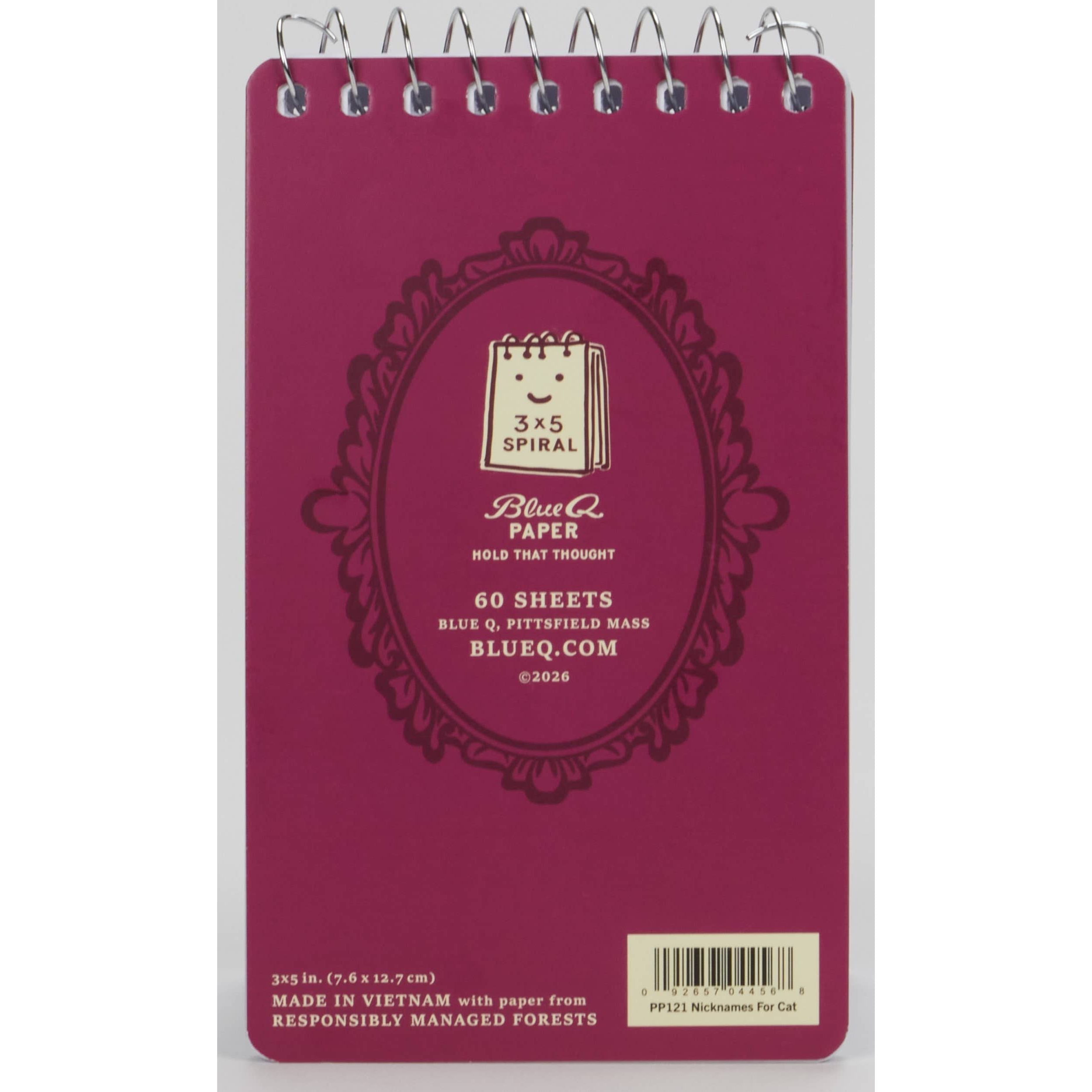 Nicknames For Cat Spiral Pocket Notepad
