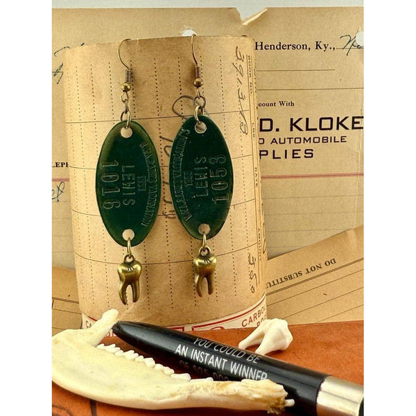Bitin’ List Earrings | Vintage Rabies Vaccination Dog Tag