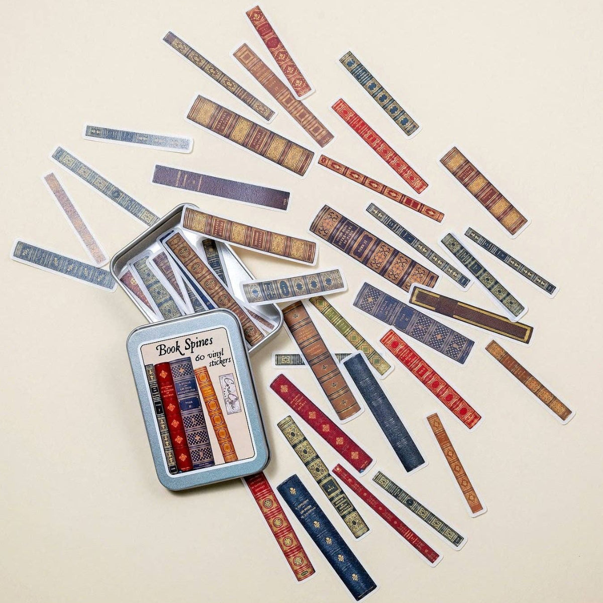 Book Spines Sticker Tin Box