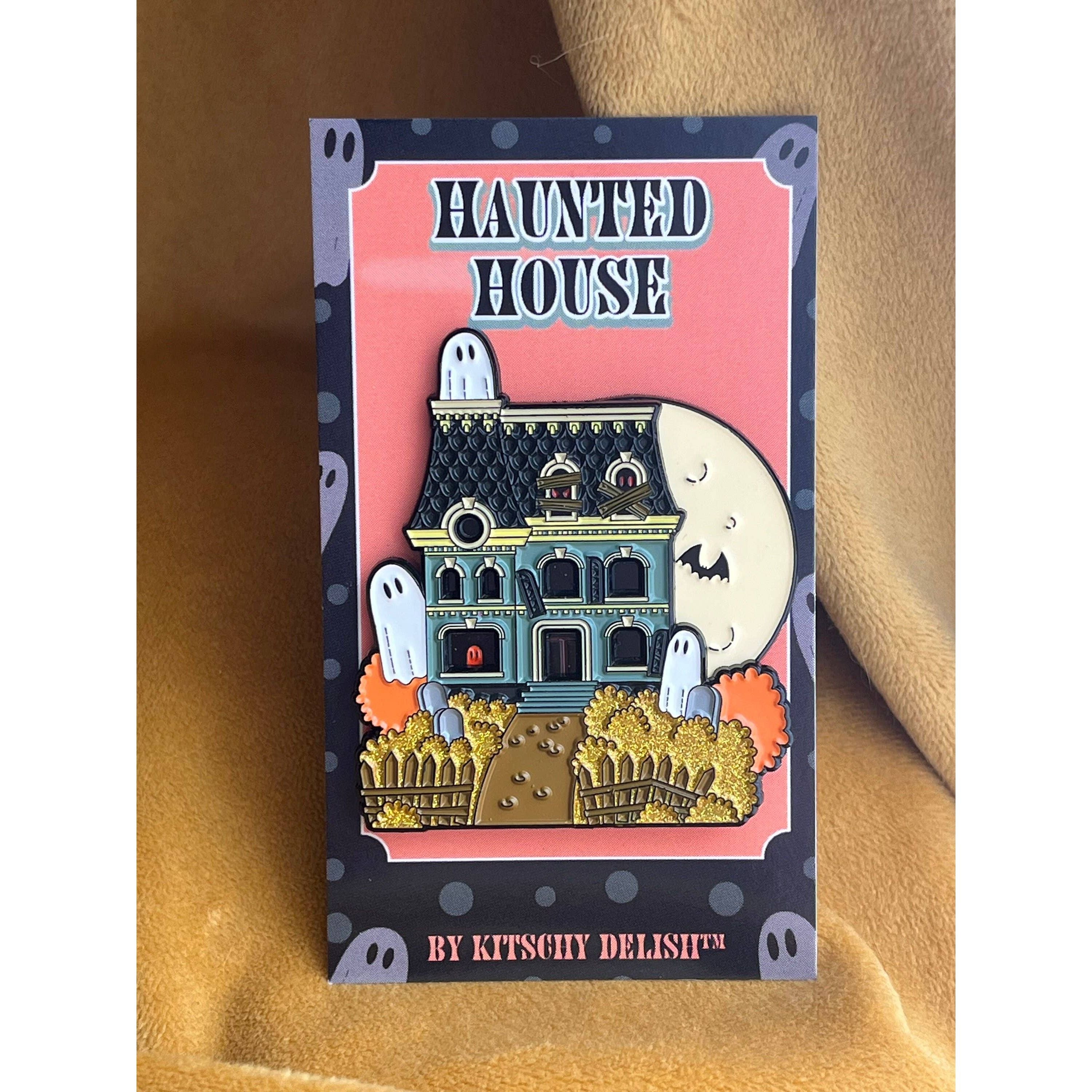 Haunted House Interactive Enamel Pin