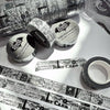 Postal Grunge Black and White Washi Tape