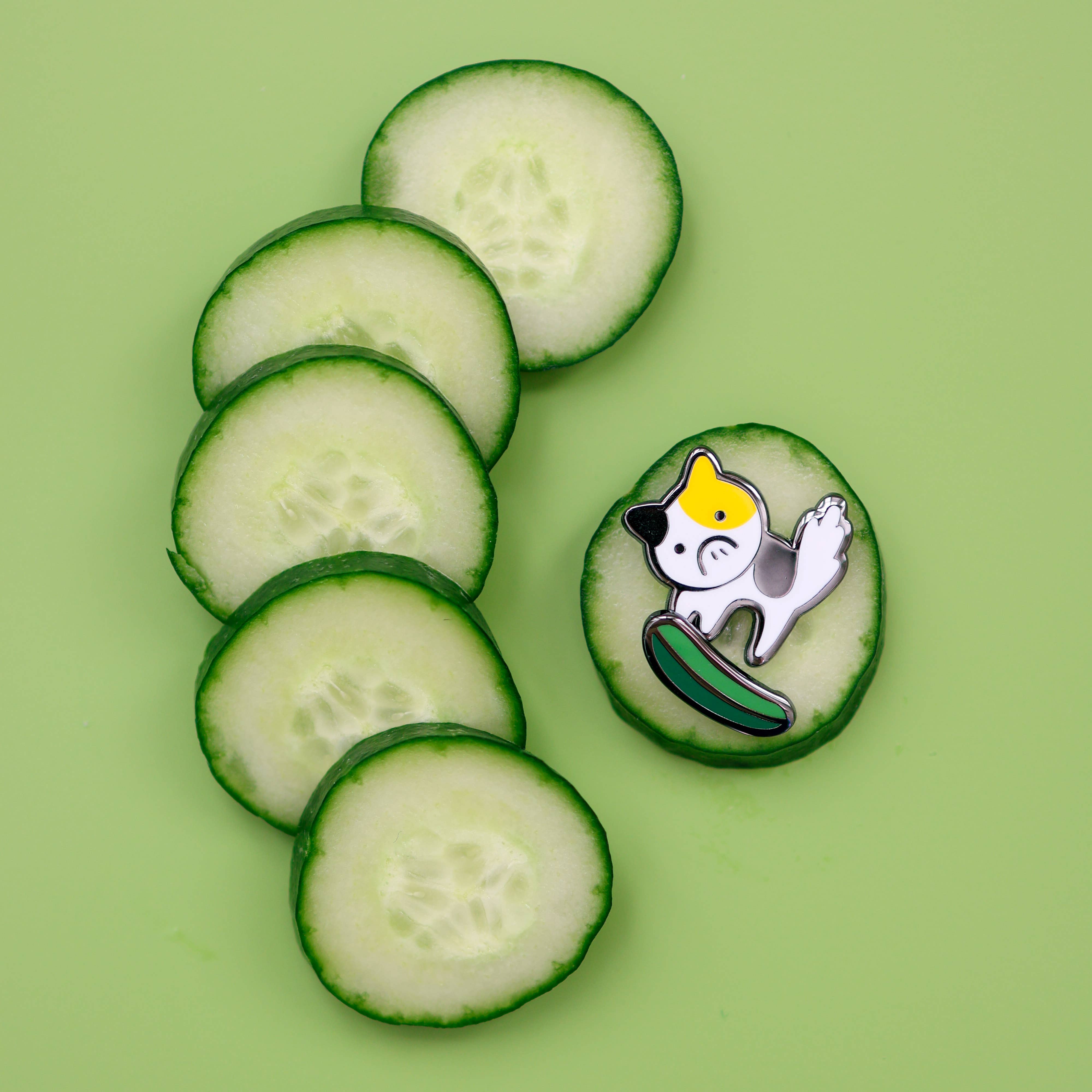Calico and Cucumber Enamel Pin Set