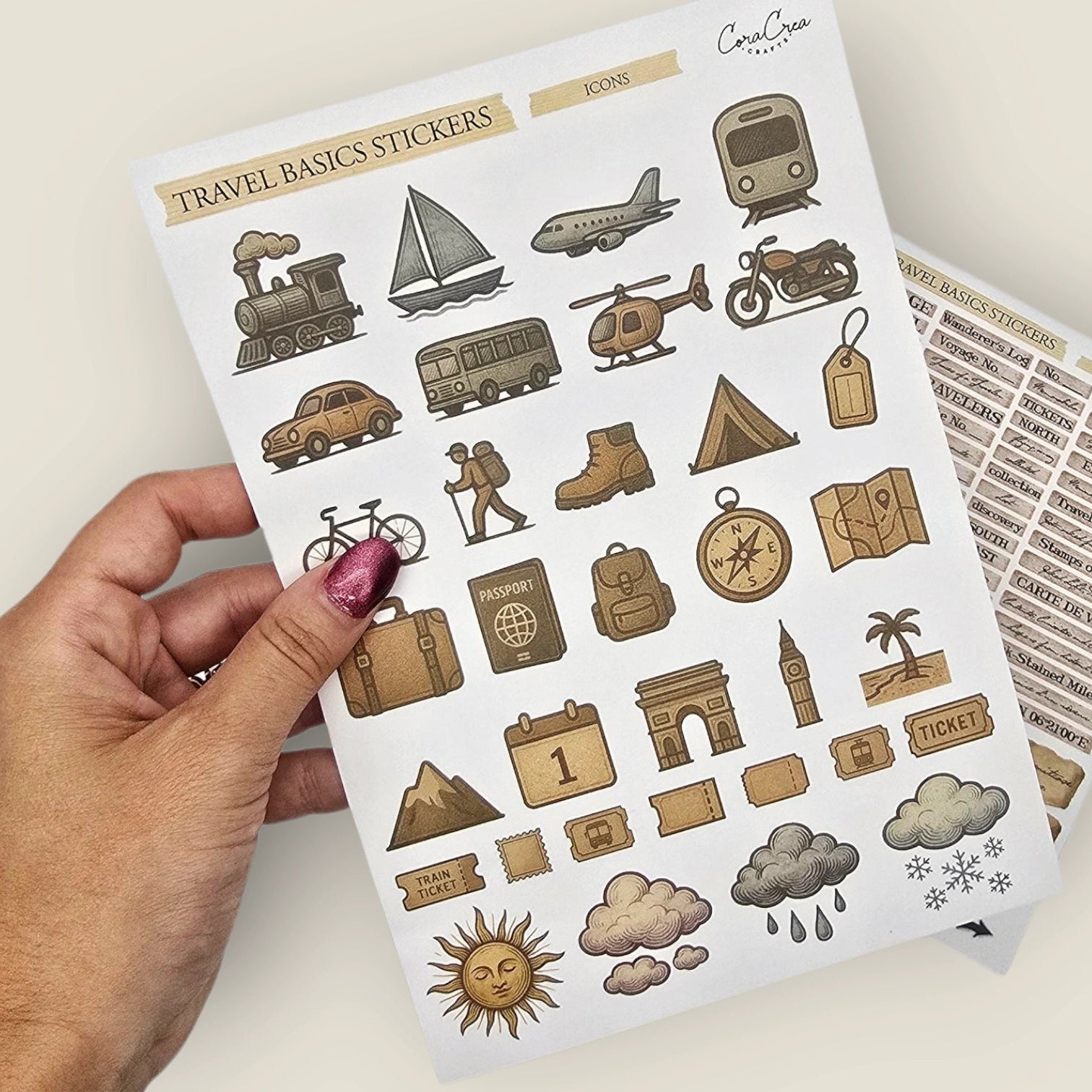 Travel Icons Sticker Sheets