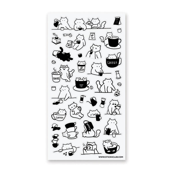 Caffeine Cats 1 Sticker Sheet
