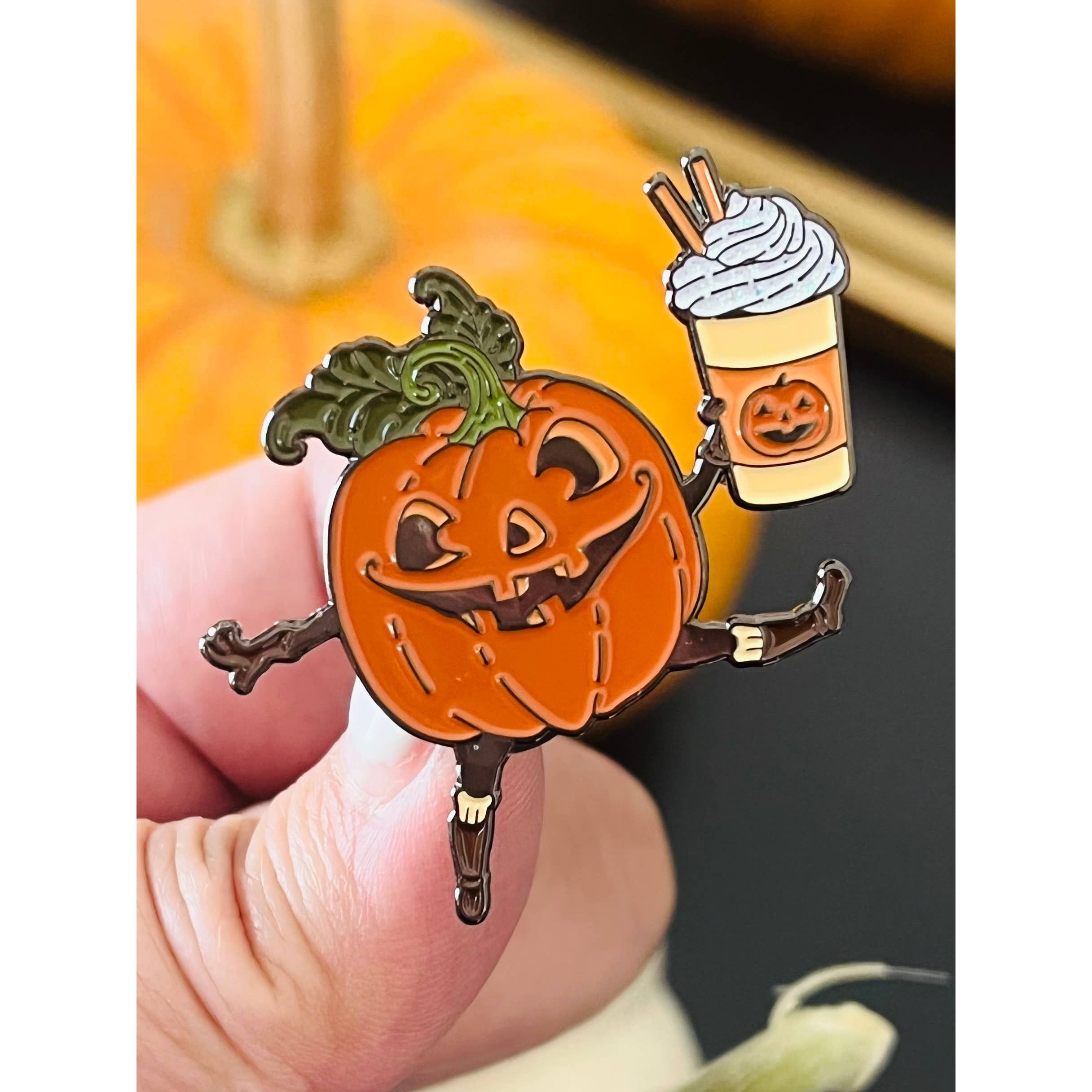 Pumpkin Spice soft enamel pin with glitter!