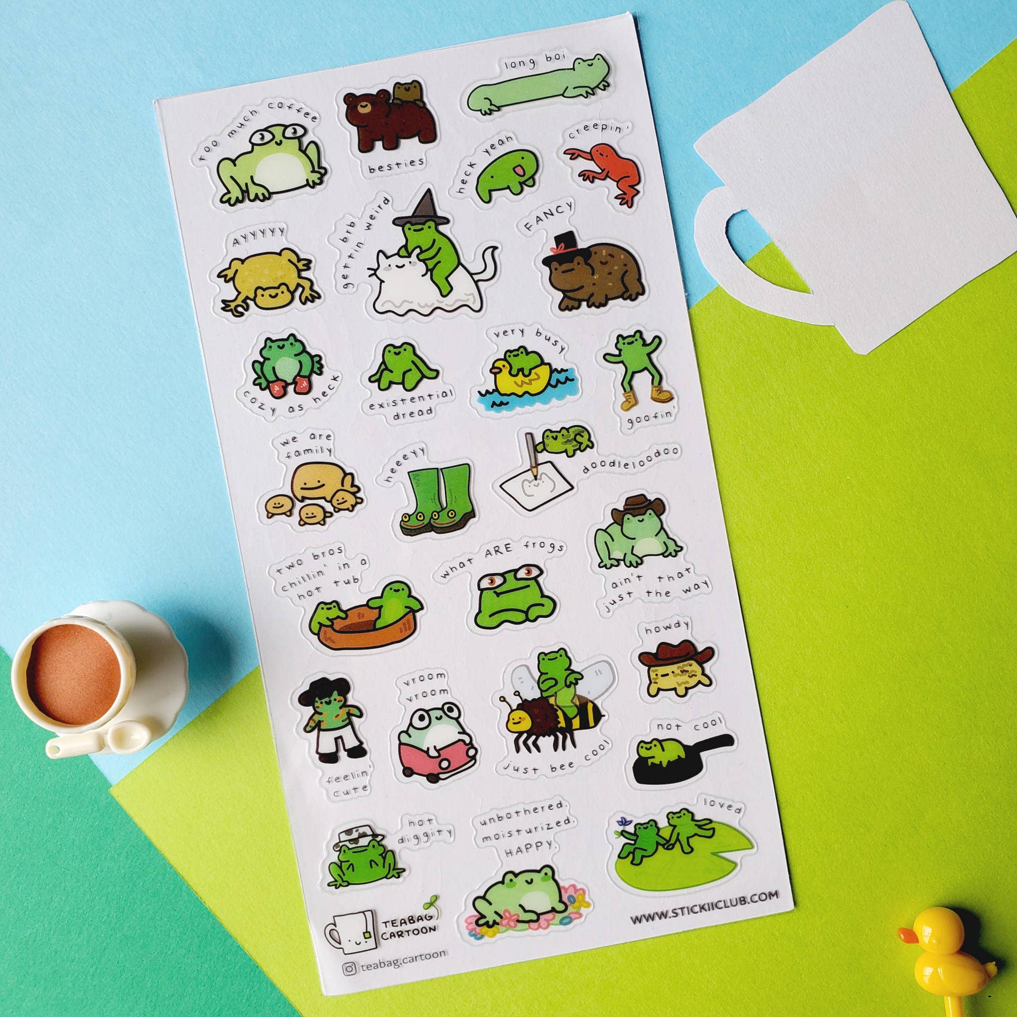 What are Frogs? Vol. 2 Sticker Sheet | @teabag.cartoon