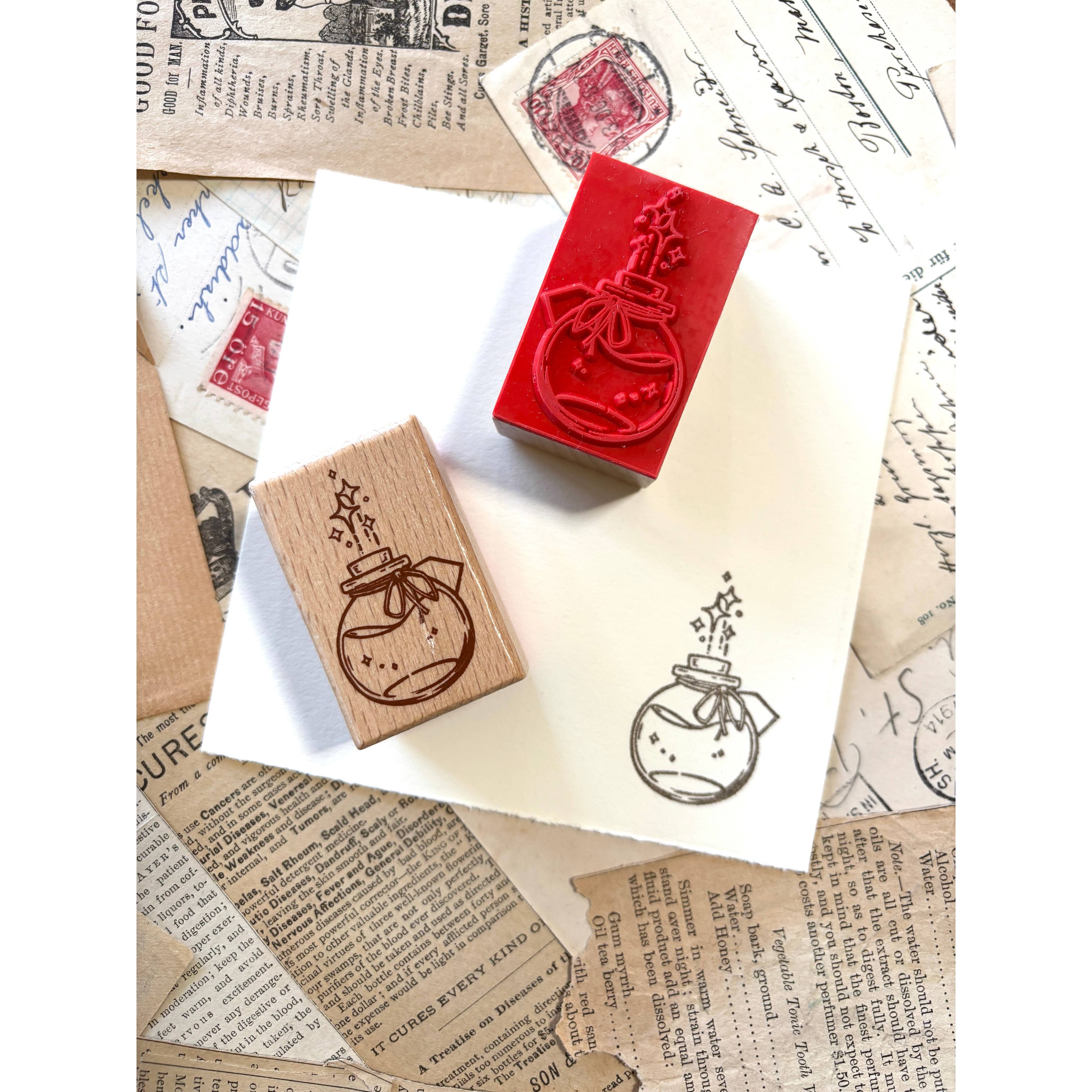 Potion Ink Bottle Wood Mounted Rubber Stamp