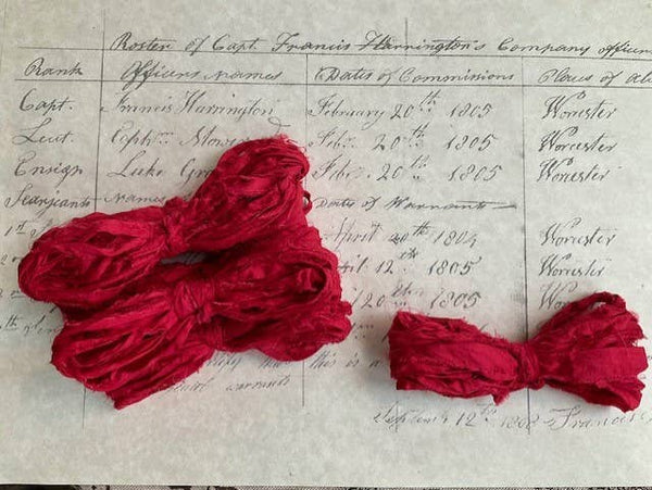 Red Torn Silk Sari Ribbon | 5yd