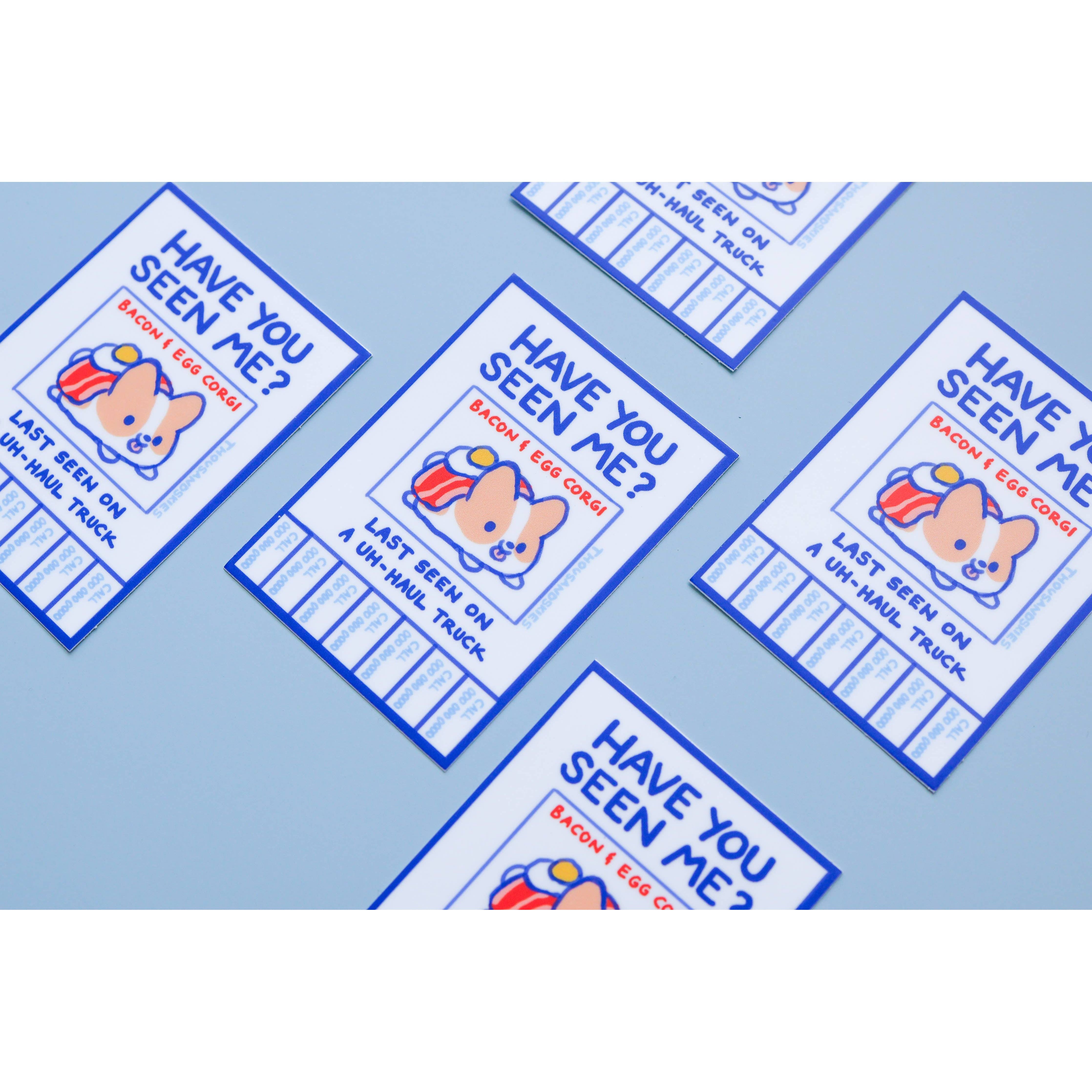 Lost Bacon and Egg Corgi Vinyl Sticker