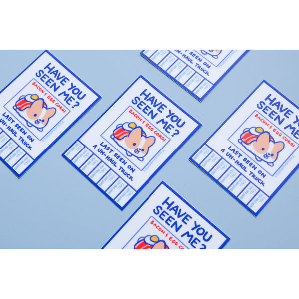 Lost Bacon and Egg Corgi Vinyl Sticker