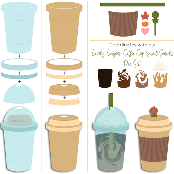 Coffee Cups w/ Swirls Die Bundle