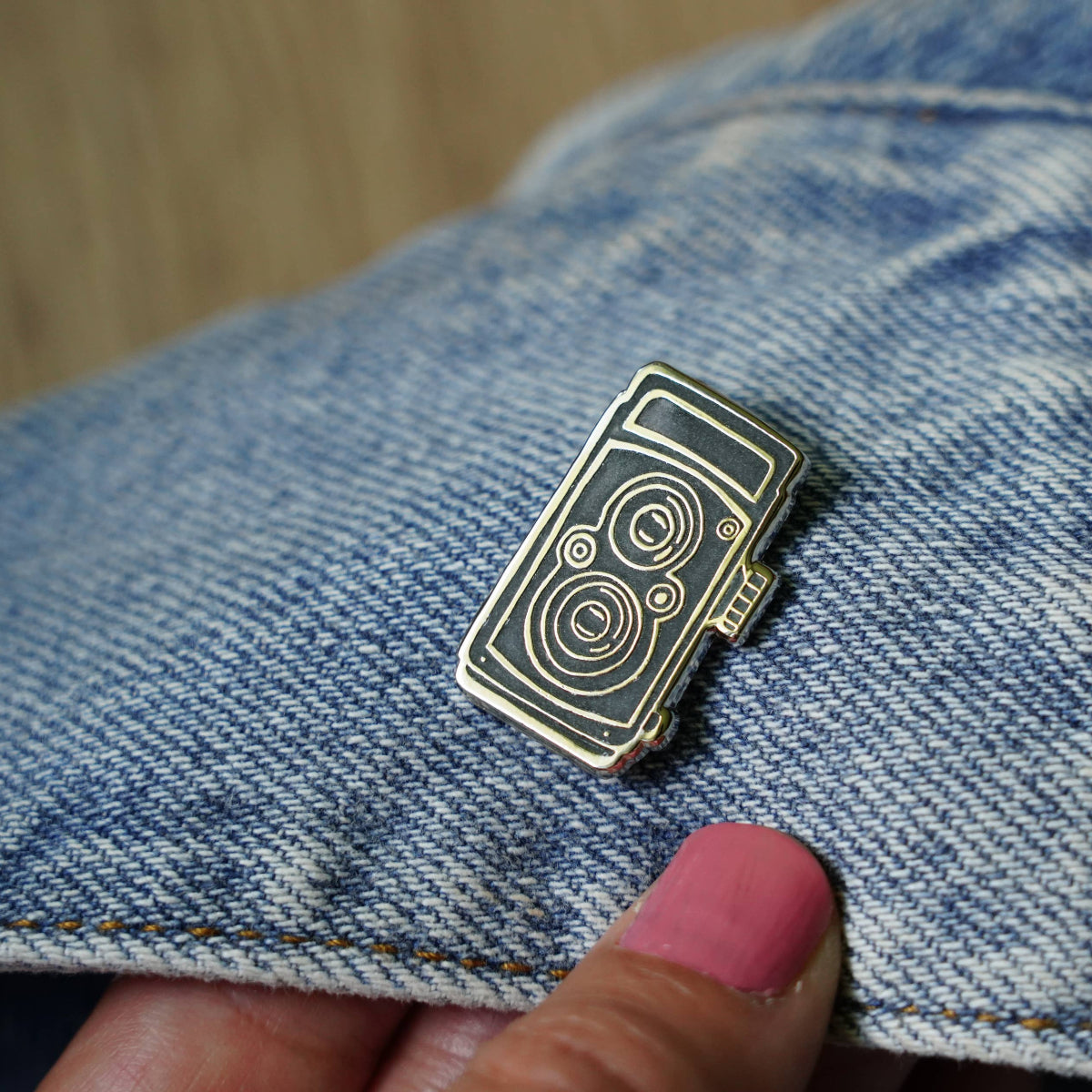 Vintage Twin Lens Reflex Camera Enamel Pin