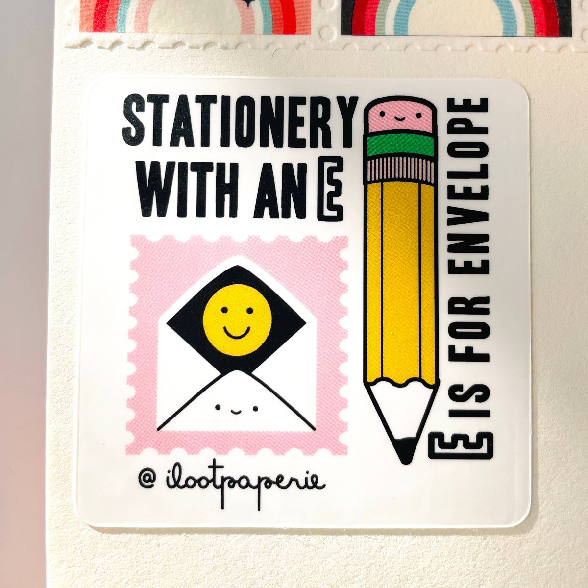 Stationery with an E Matte Vinyl Sticker