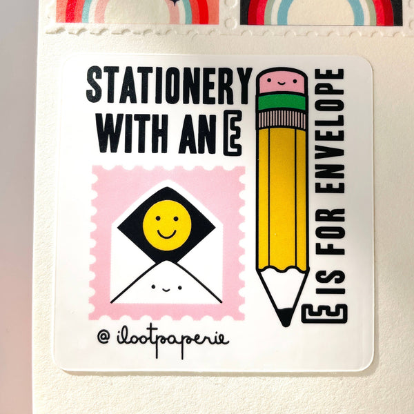 Stationery with an E Matte Vinyl Sticker