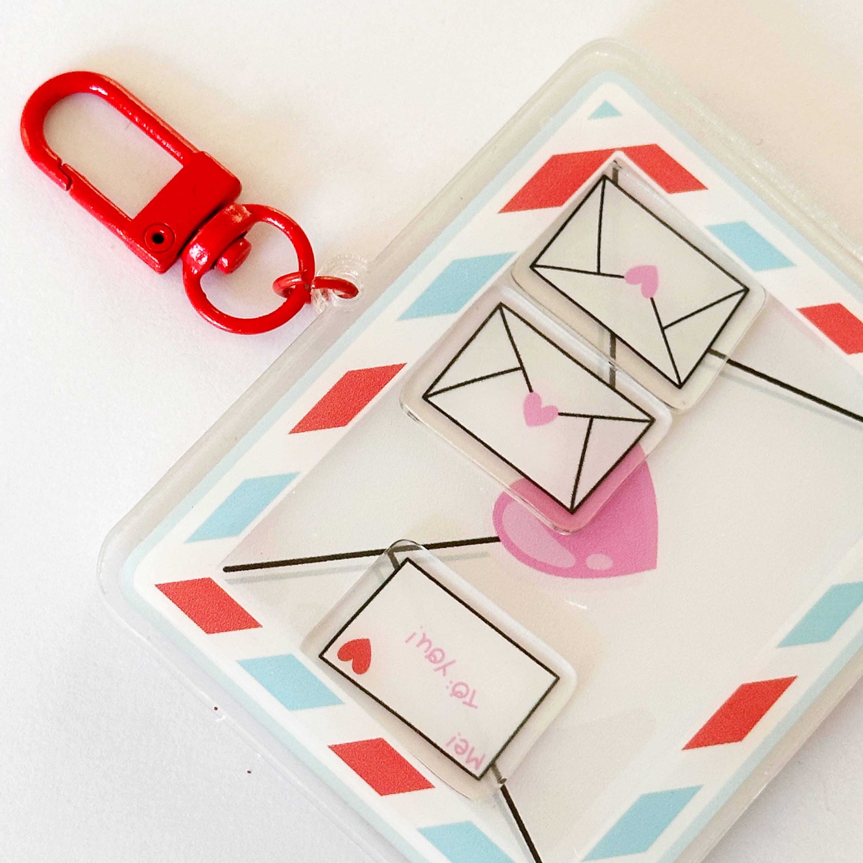 Pen Pal Envelope Confetti Shaker Keychain Bag Charm
