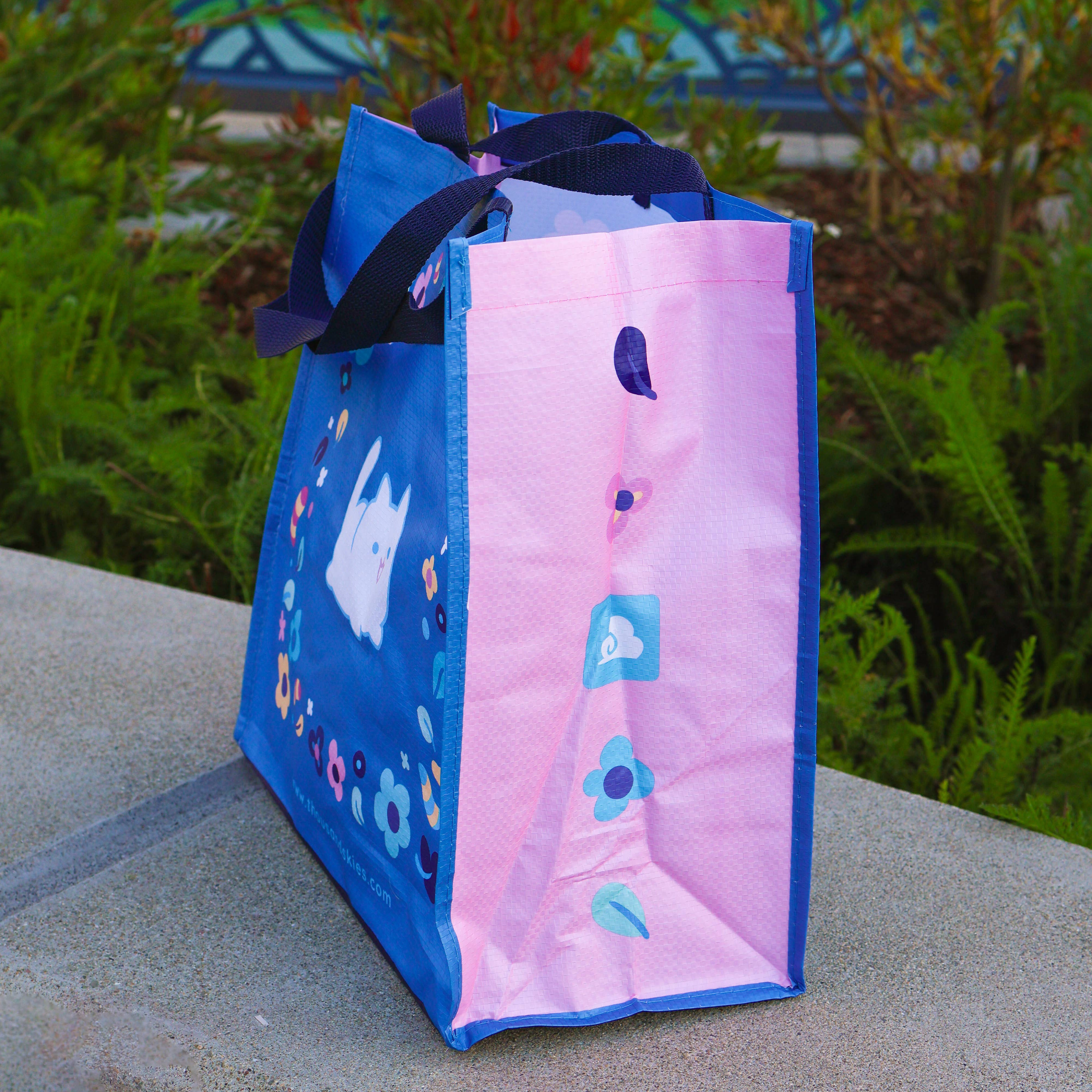 Floral Cats Medium Shopping Bag