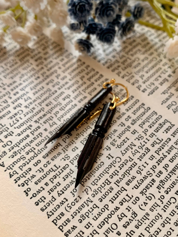 French Black Vintage Nib Earrings