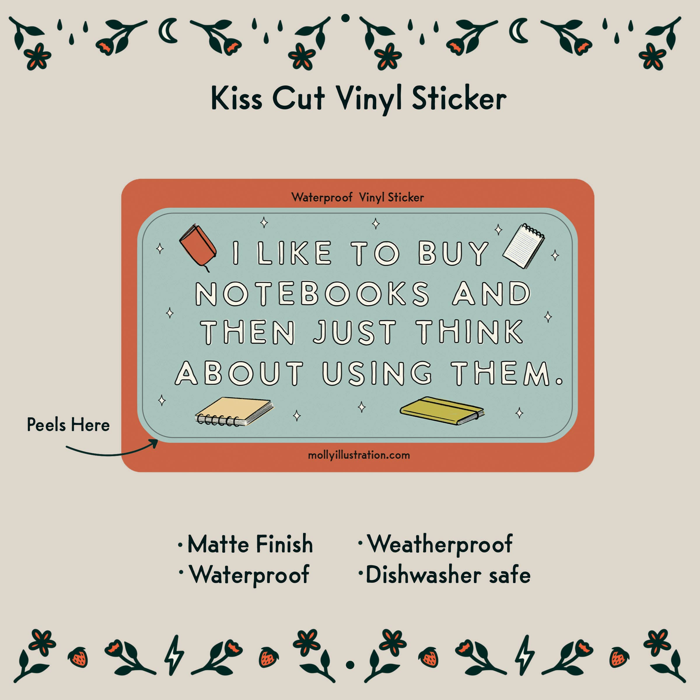 I Like to Buy Notebooks Waterproof Vinyl Sticker