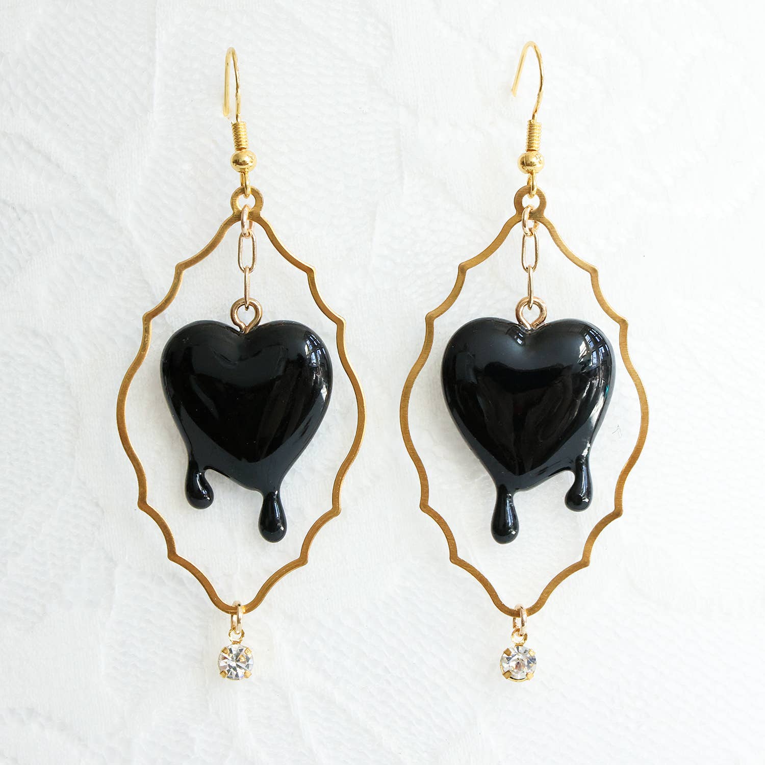 Melting Hearts + Baroque Brass Earrings