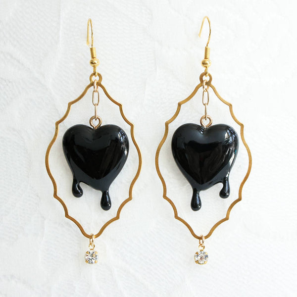 Melting Hearts + Baroque Brass Earrings