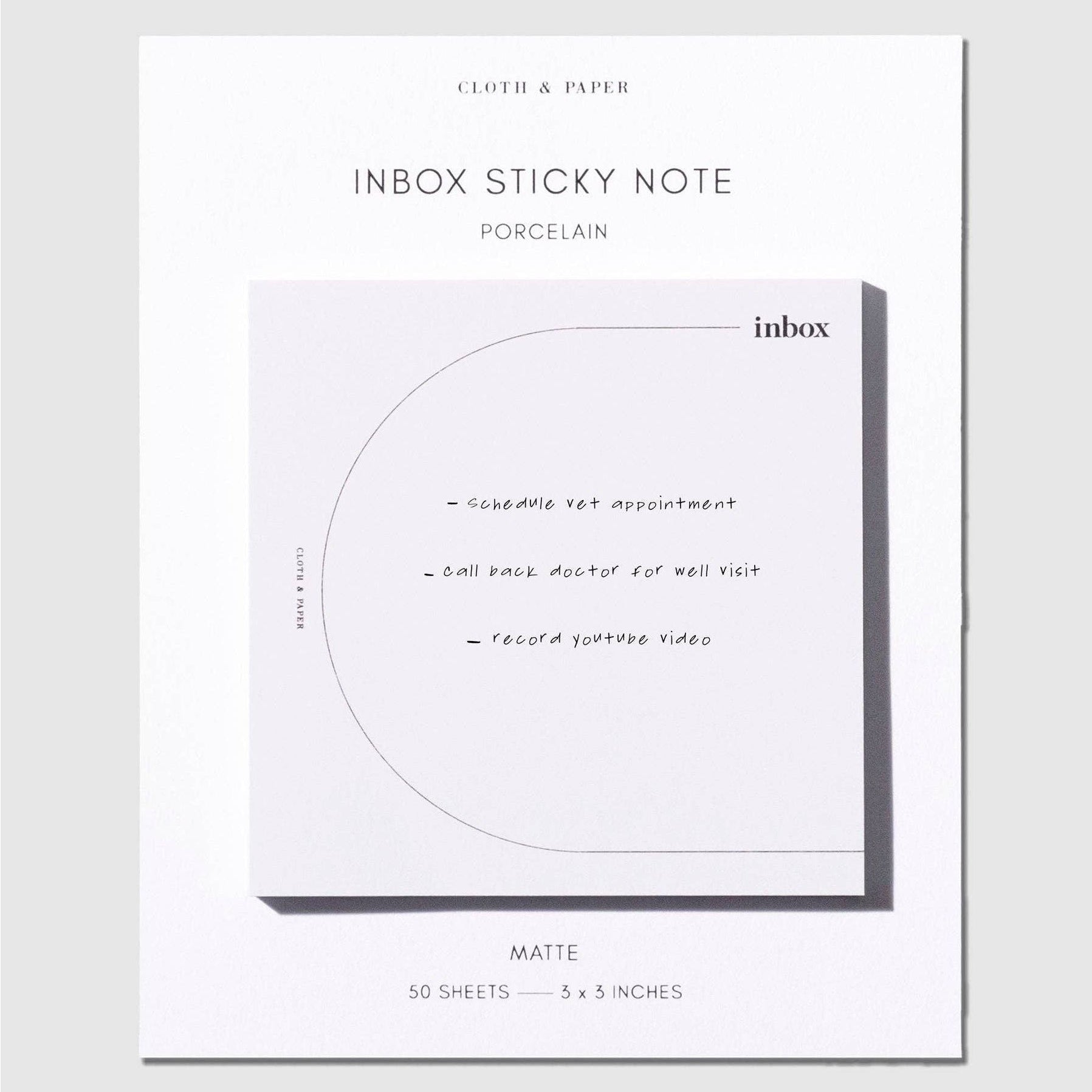 Inbox Sticky Notes in Porcelain