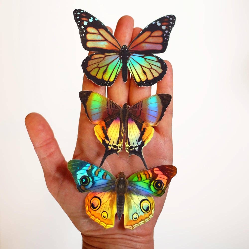 Holographic Daggerwing & Blue Buckeye Butterfly Sticker Set