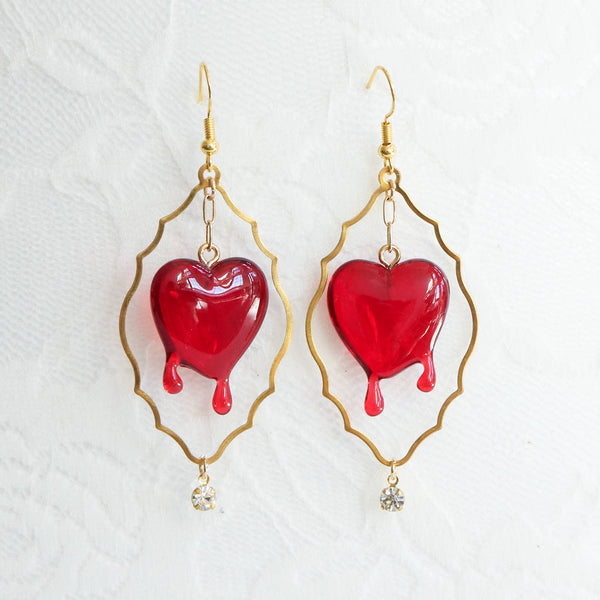 Melting Hearts + Baroque Brass Earrings