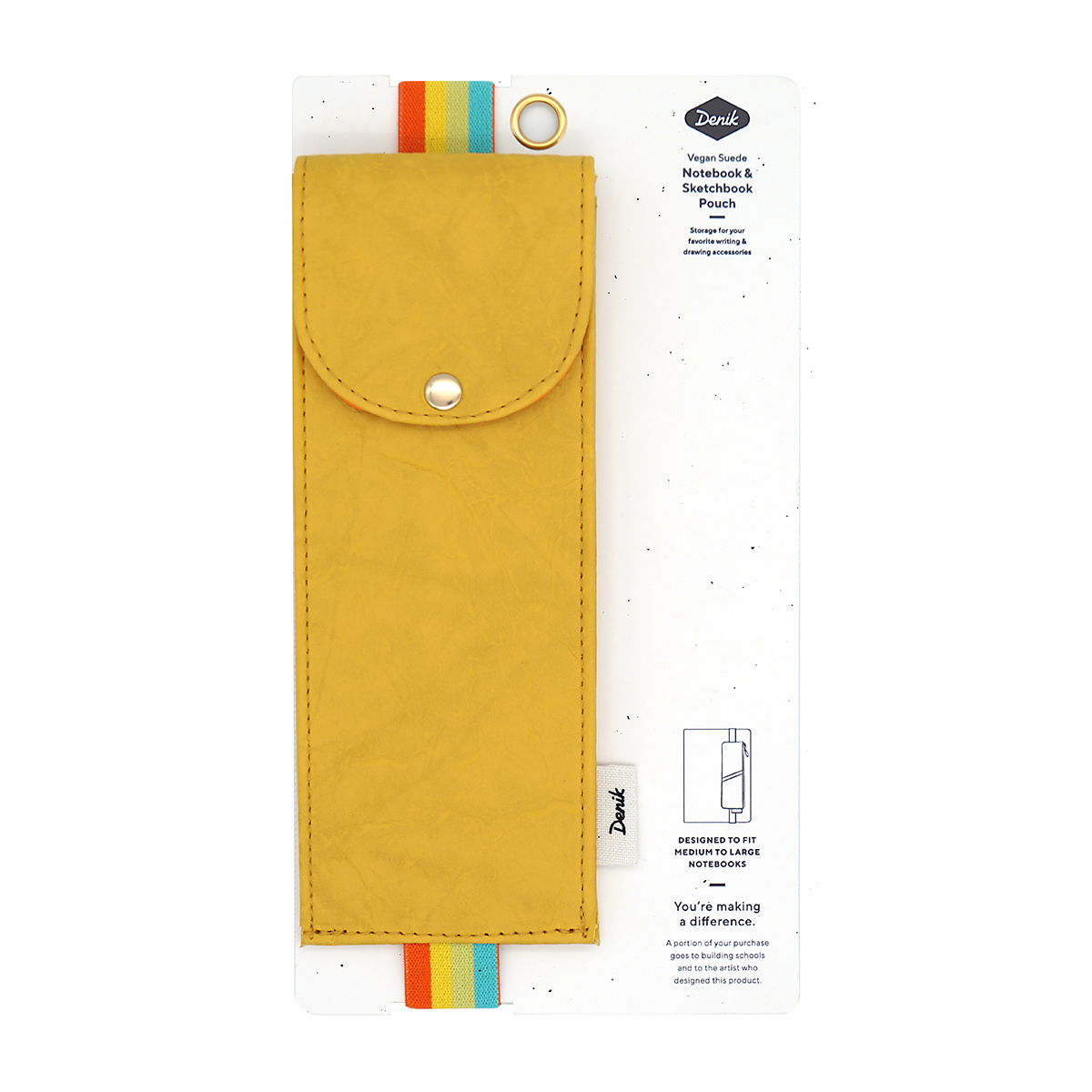 Yellow Crinkle Elastic Band Pencil Pouch