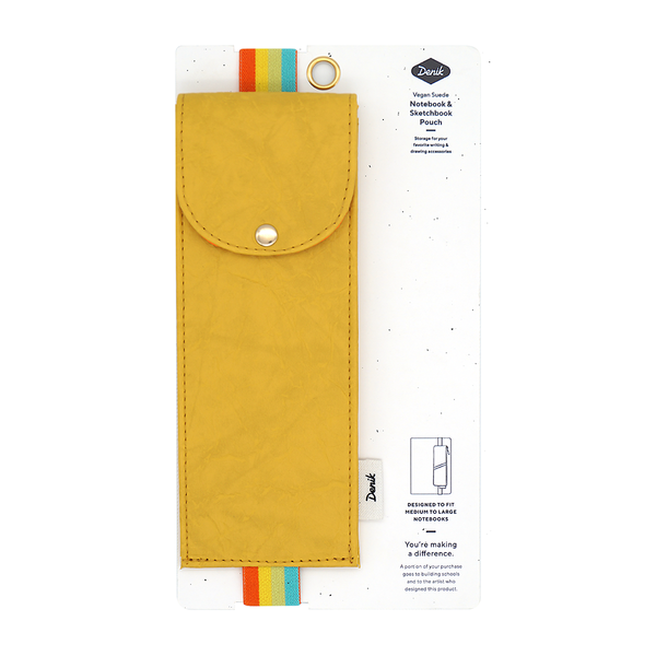 Yellow Crinkle Elastic Band Pencil Pouch