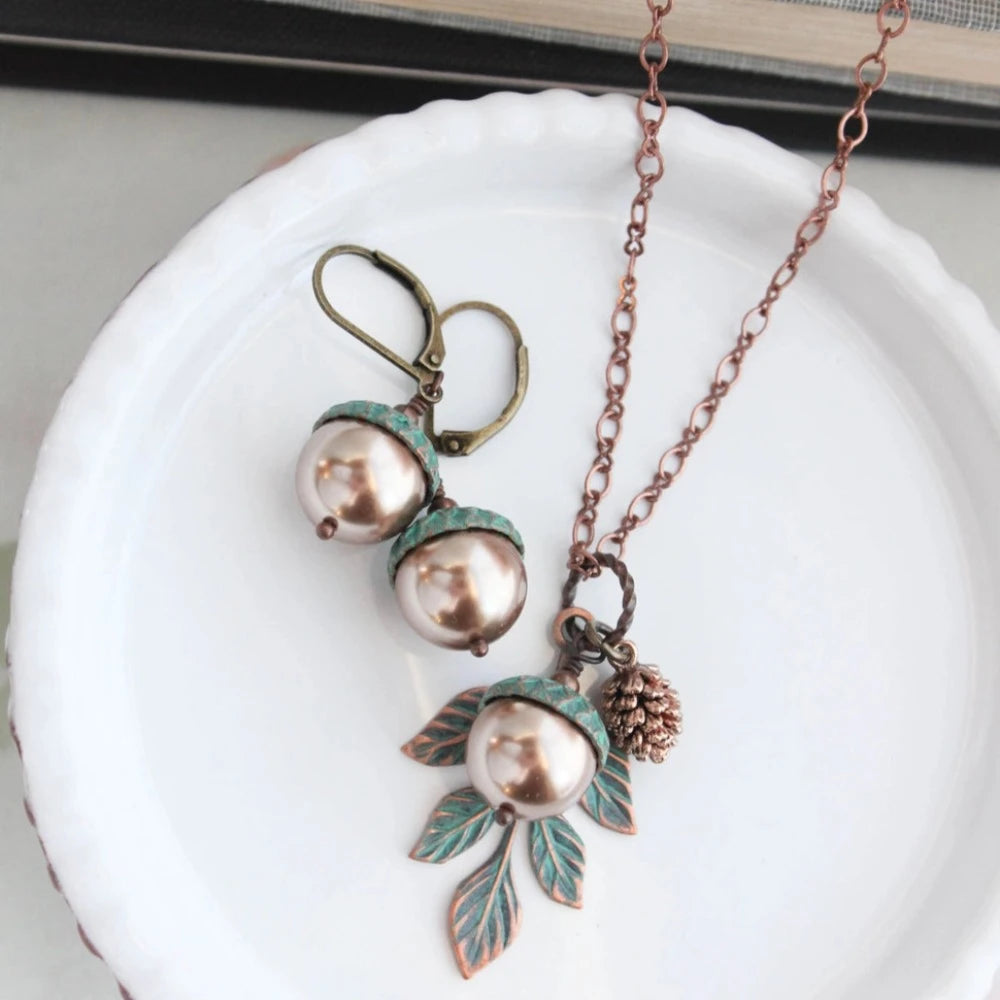 Mint Patina Acorn and Branch {multiple styles}