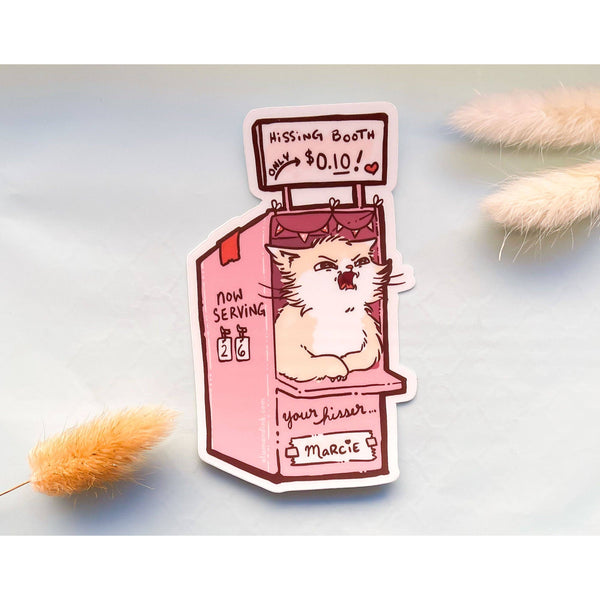 Marcie the Cat's Hissing Booth Clear Vinyl Sticker