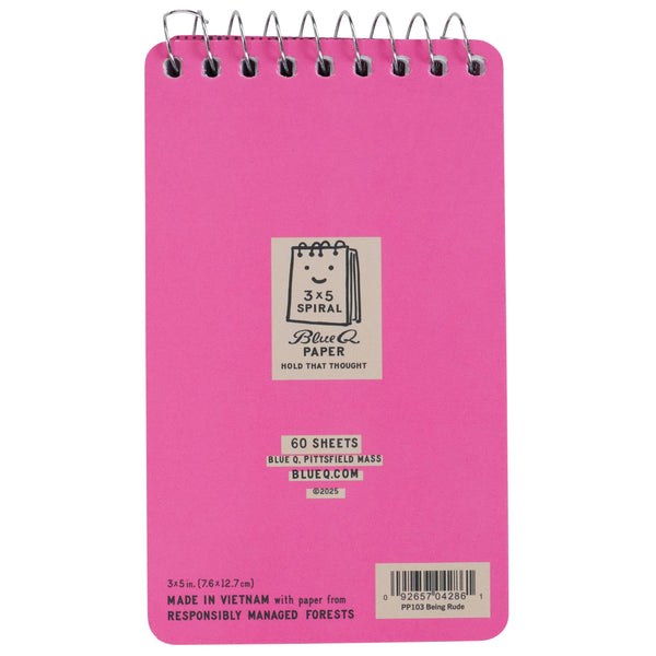 Being Rude Spiral Pocket Notepad