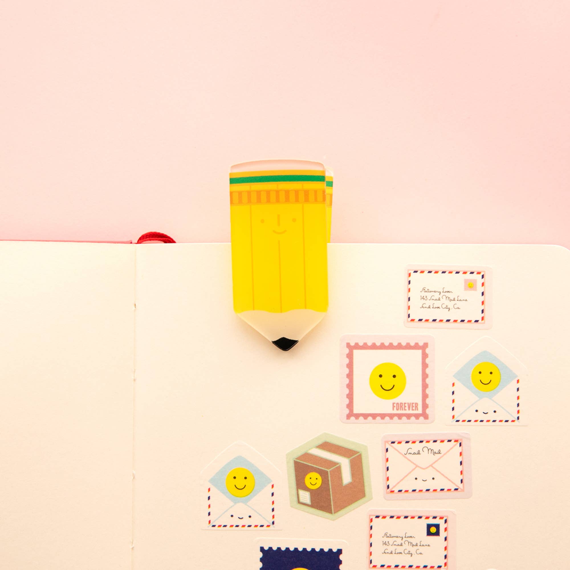 Happy Pencil! Decorative Double-Sided Clear Acrylic Clip