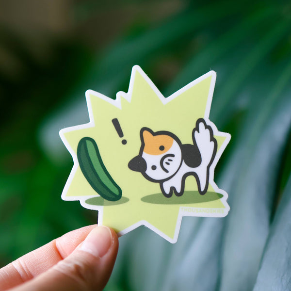 Cucumber vs Calico Cat Vinyl Sticker