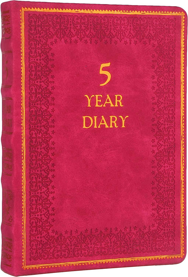 Red 5-Year A6 Vintage Vegan Leather Journal