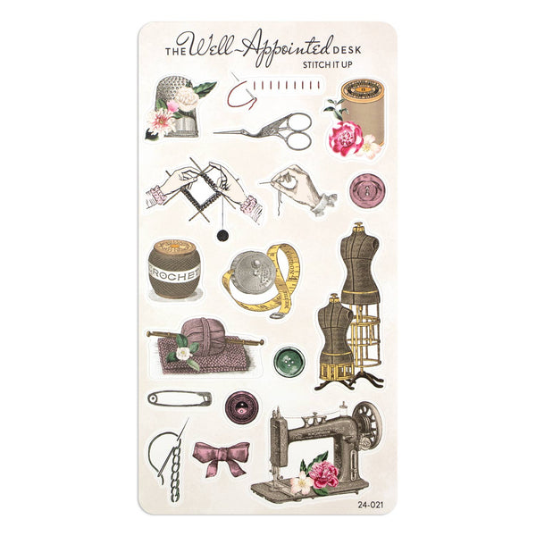 Stitch It Up Sewing & Knitting Sticker Sheet