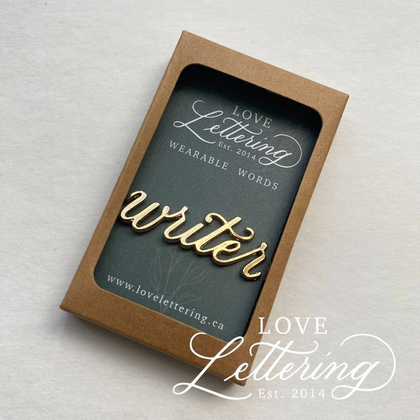 Writer Wearable Words Gold-Plated Calligraphy Pin