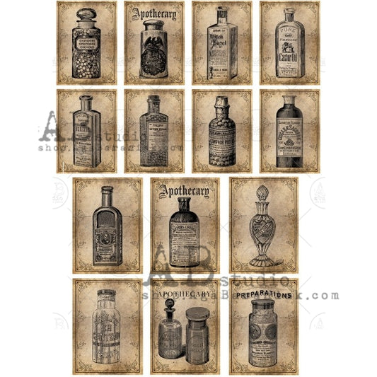 Vintage Labels A4 Rice Paper