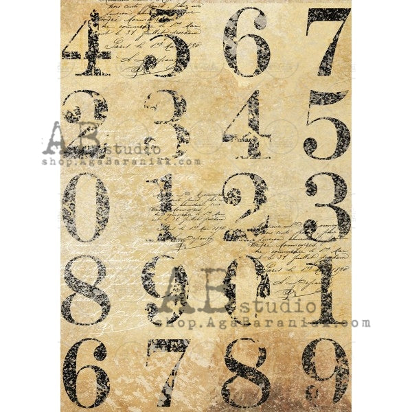 Block Numbers A4 Rice Paper